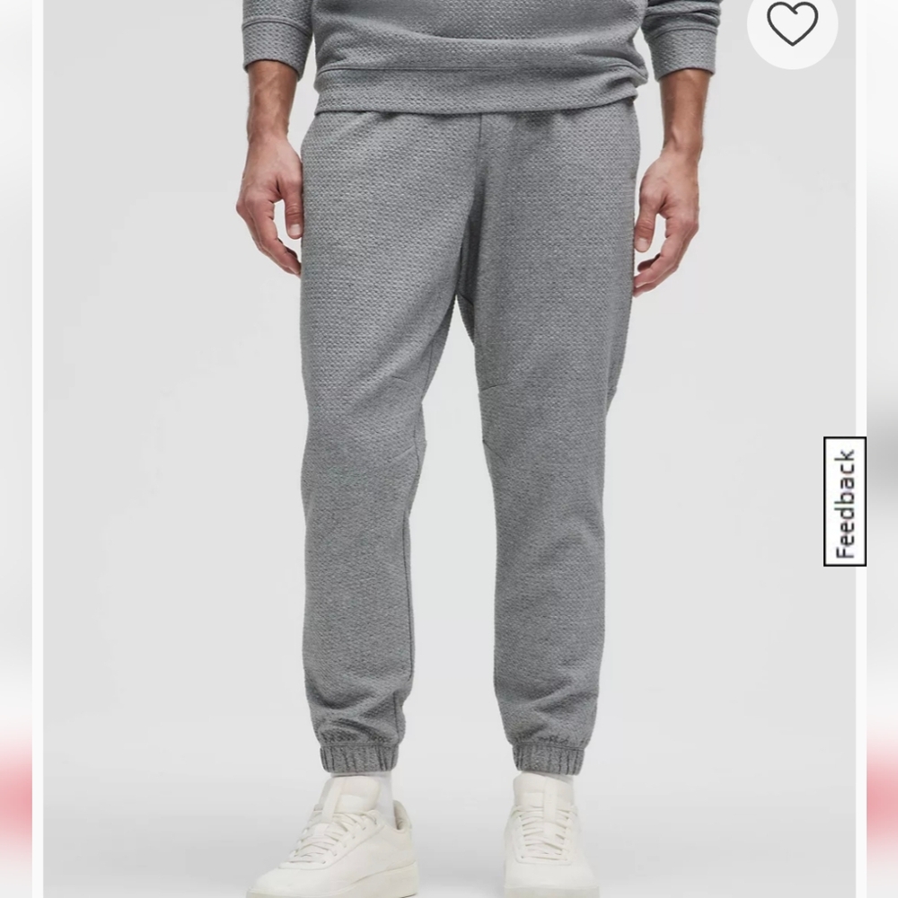 Lululemon Heathered Light Grey Double Knit Textured Cotton At Ease Joggers XS